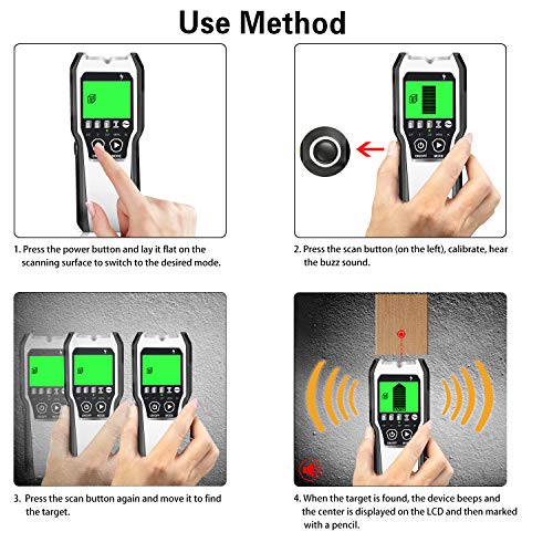 Stud Finder Wall Scanner 5 In 1 Upgraded Electronic Wall Scanner With Battery For Wood Metal And Ac Wire Detection,Hd Lcd Display And Audio Alarm(Silver) #TOP3