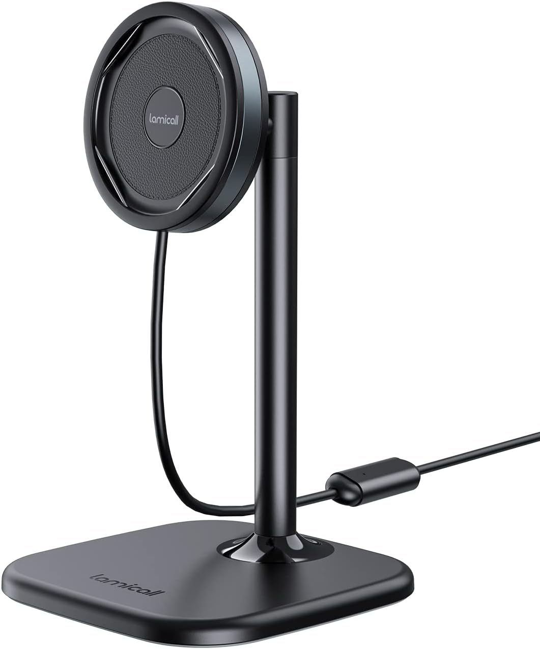 Lamicall All Lock Desktop Magnetic Wireless Charging Phone Mount(USB-C), Need Work with All Lock Airbag Case (Not Included) for iPhone or All Lock Universal Phone Snap Adaptor (Not Included)