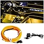 EL Wire Interior Car LED Strip Lights, 16FT USB 5V Neon Light with 6mm Sewing Edge, Glowing Electroluminescent Ambient Lighting Kits with Fuse Protection, Universal for Car Decorations (Yellow)