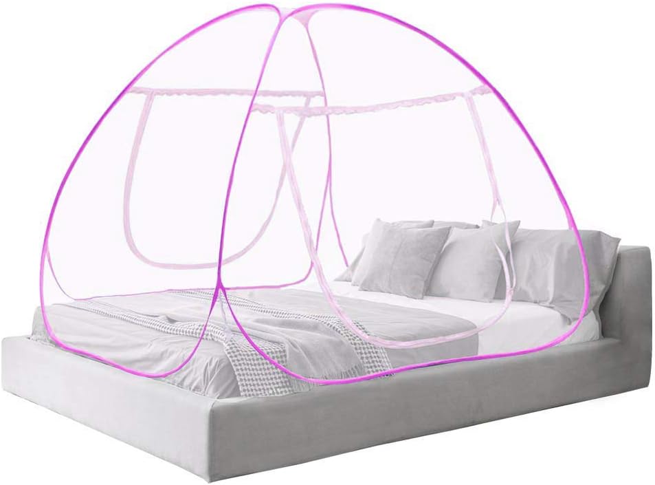 Cutieco Foldable Portable Mosquito Net for Double Bed (Pink)