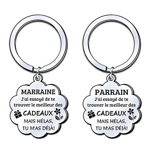 LUODAN Marraine Parrain Porte-clés Cadeau,Porte-clés de de Parrain Marraine,Cadeau de fête des pères,Cadeau de fête des mères,Cadeaux d'anniversaire,Cadeaux de Noël