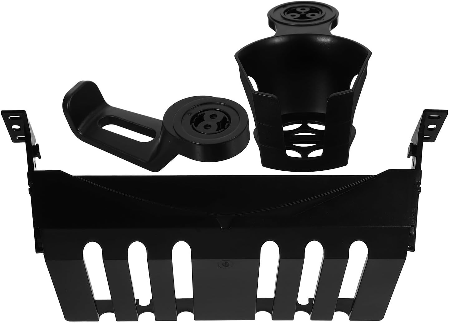 Gaming Desk Accessory Set Under Desk Headphone Hanger and Cup Holder, Plastic Cable Management Tray for Organized Home Offices and Professional Workspaces
