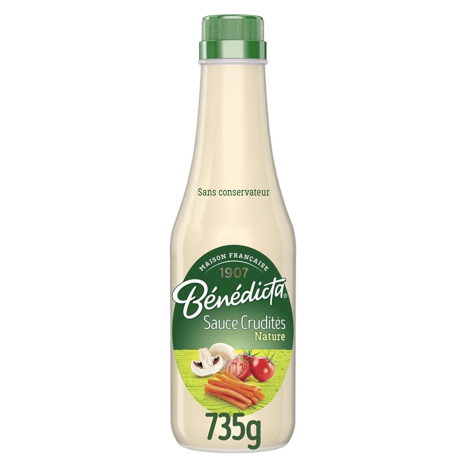 BENEDICTA - Sauce Crudités Nature, Flacon Verre 735G - Lot De 4