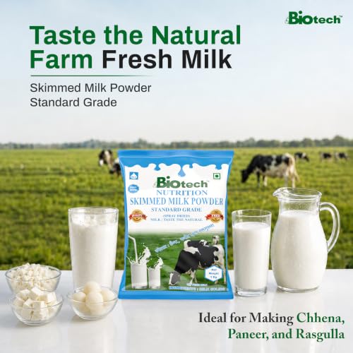 Image of Biotech Nutrition Skimmed Milk Powder Dairy Beverage Tea Coffee Cooking Bakery Ingredient Mix | 1 kg