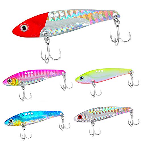 senvenelec 5 pièces VIB Leurres de pêche durs, Kit de leurres à manivelle, Leurres VIB en métal avec, Lame Spinner, Kit de leurres à manivelle, Appâts...
