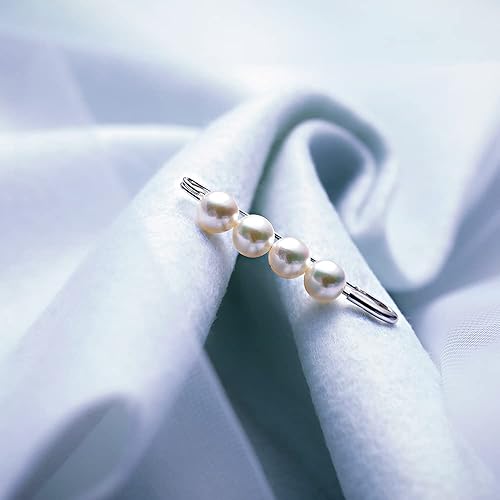 Miniatura 2 de Broche de perlas cultivadas Akoya japonés de 0.295 in para mujer, diseño elegante, excelente regalo, broche de perlas, Plata de ley, perla, Perla
