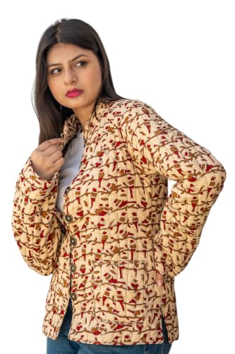 Image of Reversible Jacket for Women | Double Sided Quilted Jacket | Reversible Winter Jacket for Women | Stylish Ethnic Printed Jacket | Warm & Comfortable Casual Outerwear