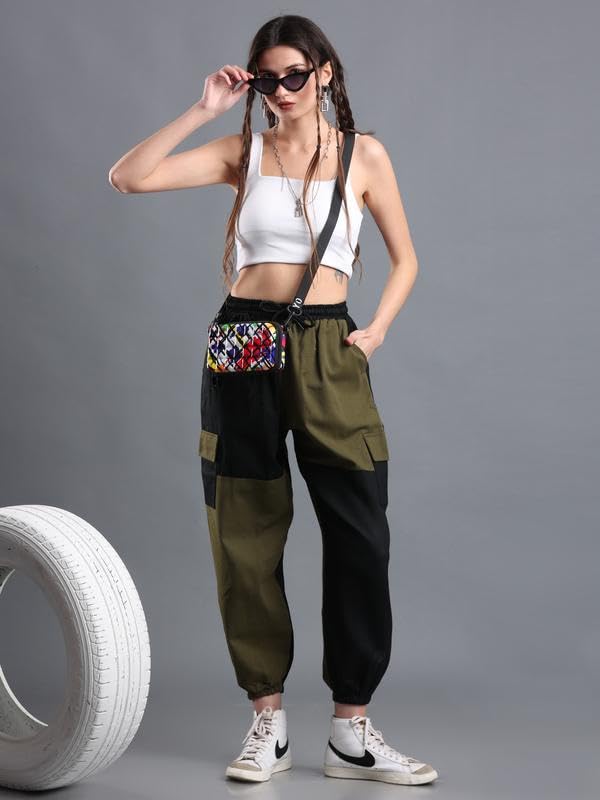 The Dance Bible Women Multi-Color Pleated Baggy Streetwear Jogger Pants (Adam) 2
