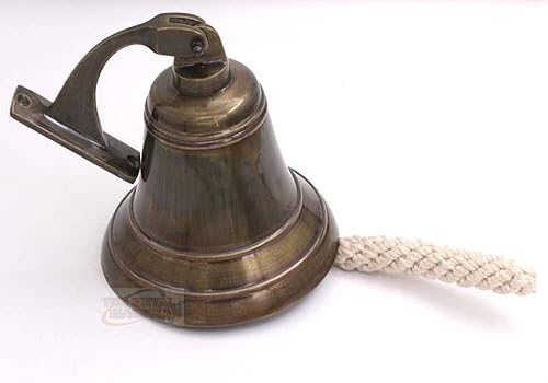 Miniatura 9 de Campana colgante de latón macizo de 6 pulgadas con acabado de bronce, perfecta para cena, interior, exterior, escuela, bar, recepción, último pedido