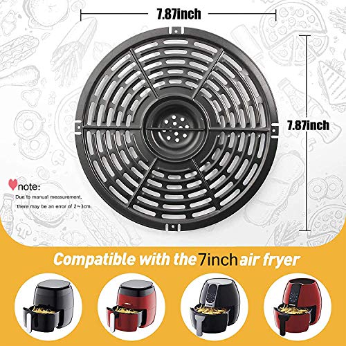Air Fryer Grill Pan Replacement, 7.87'' Air Fryers Accessories, Non-Stick Fry Pan Crisper Plate For Gowise, Powerxl, Gourmia, Dash, Emeril Lagasse Air Fryer Pans, Dishwasher Safe (7 Inch) #TOP4