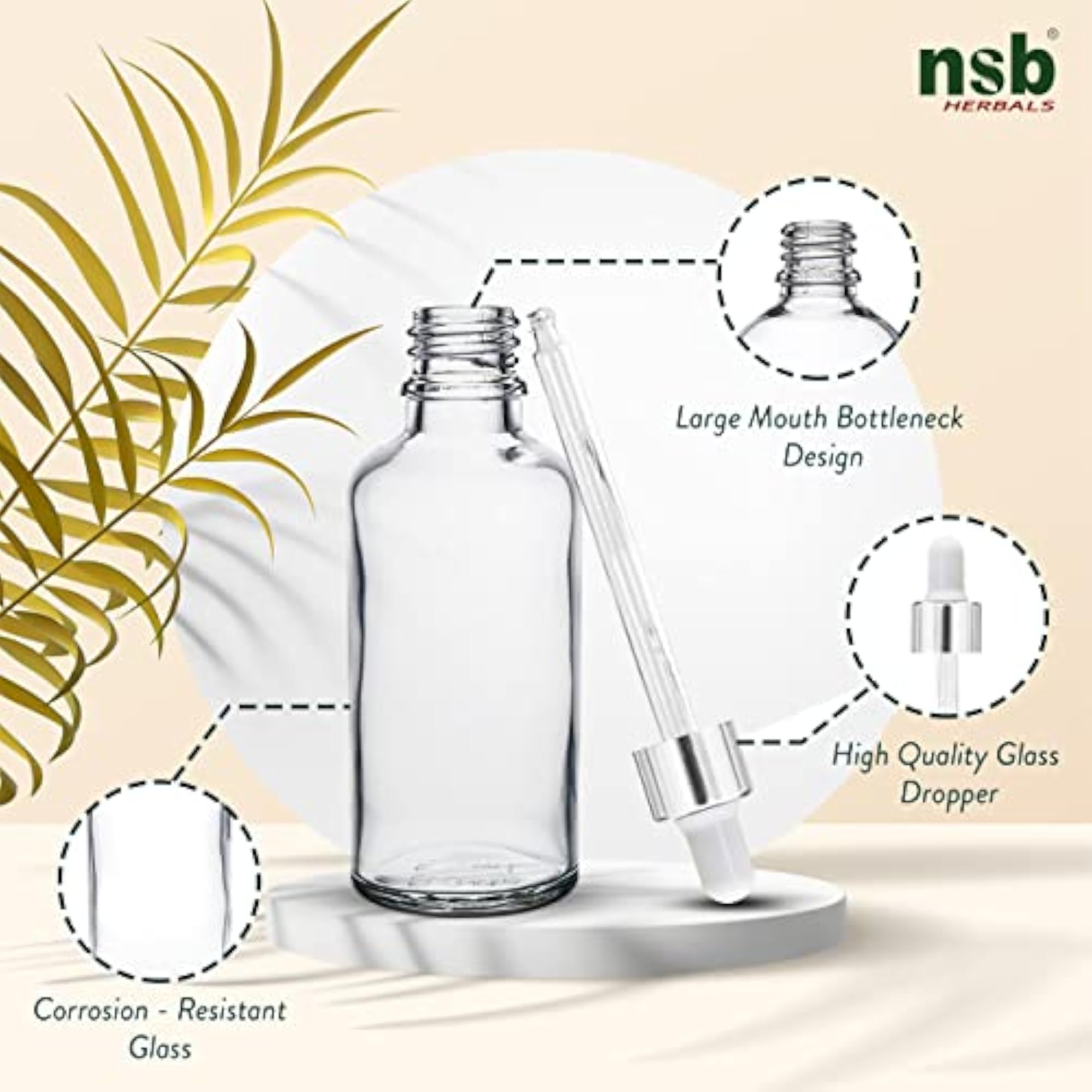 50 ML Clear Round Empty Glass Bottle Set