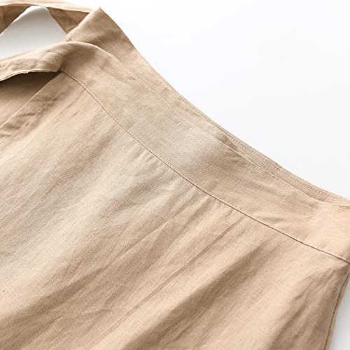 Amazhiyu Womens Pure Linen Summer Beach Midi Side Wrap Slit Skirt Causal4