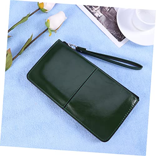 SAFIGLE Women Zipper Clutch Wallet High Capacity Mobile Handbag Holder Dark Green Secure Phone Card Storage Stylish Envelope Purse for Everyday Use3