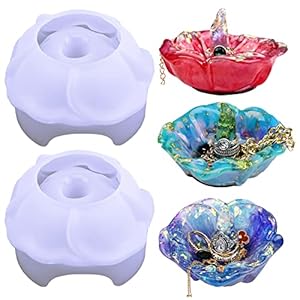 Actvty Ring Holder Resin Mold, 2Pcs Rose Ring Dish Silicone Molds for Epoxy Resin, Silicone Resin Molds for DIY Jewelry Holder Dish, Resin Crafts, Engagement Wedding Birthday Gifts