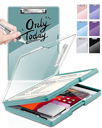 Clipboard with Storage, Nurse Dry Erase Clip Board, 8.5x11, Turquoise