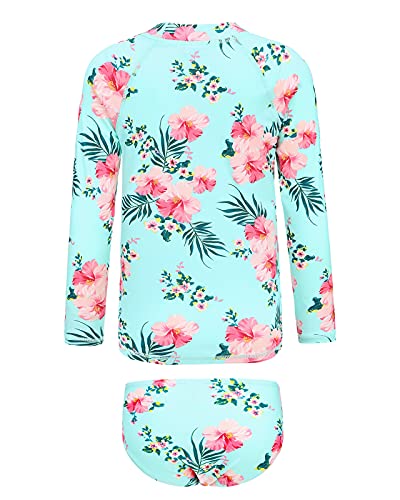 HowJoJo Girls Two Piece Swimsuits Long Sleeve Rash Guard Set Kids Bathing Suits UPF 50+2
