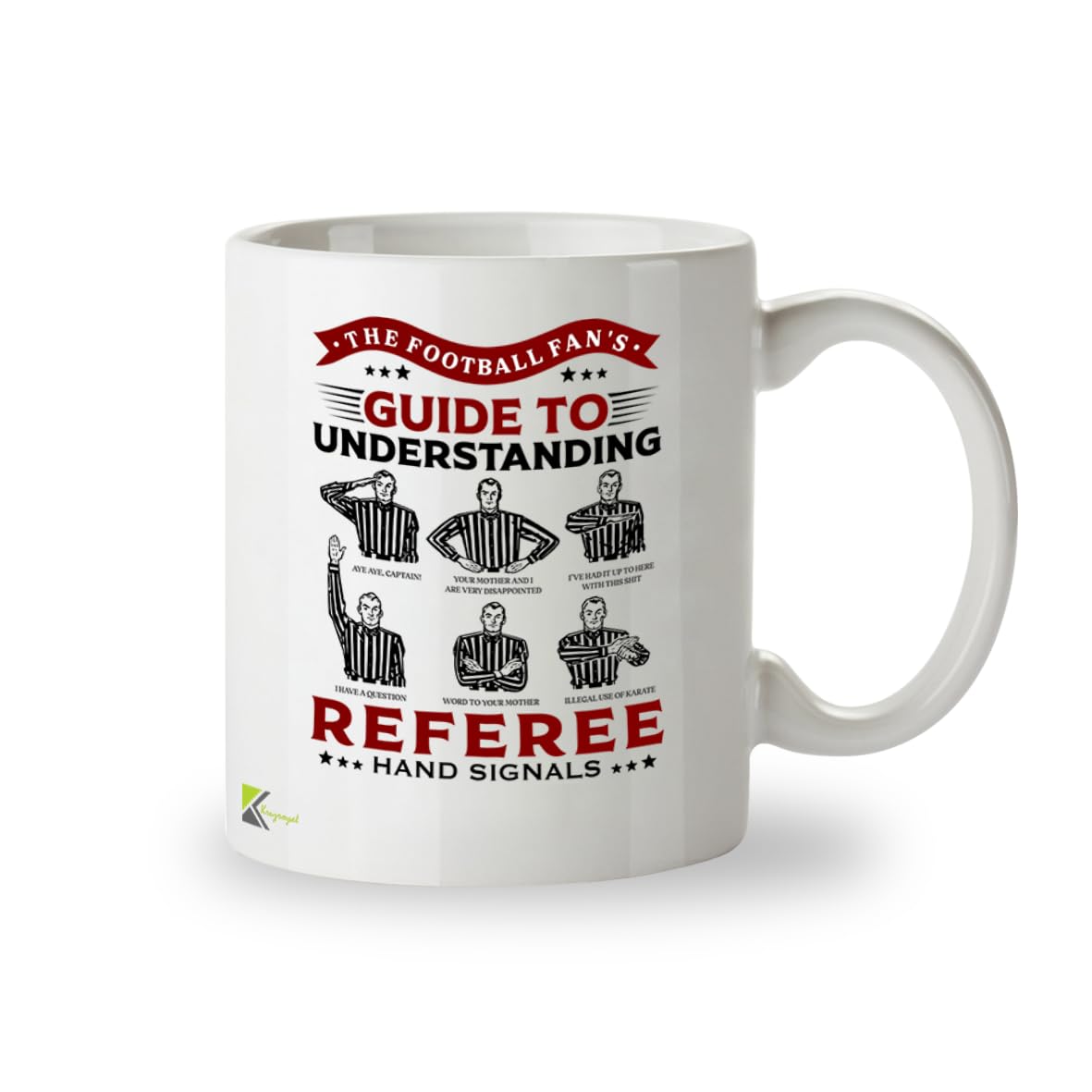Funny Football Mug | Referee Hand Signals Guide | Football Gifts for Men Dad Him | 11oz Ceramic Coffee Mug
