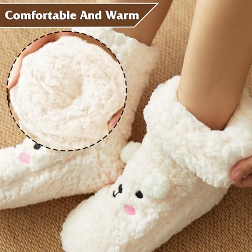 Image of Evankin Fuzzy Socks for Women Slipper Socks Fluffy Cute Animal Indoor | Fuzzy Socks for Women Slipper Socks,Fluffy Cute Animal Indoor Non-slip Slipper ,Mid-calf-socks Comfy Winter Gifts