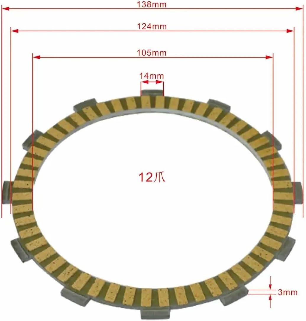Motorcycle Friction Plates Clutch Kit 7Pc Motorcycle Friction Clutch Disc Plates for Y&AMAHA YZ125 91-92 TT-R250 TTR250 99-06 WR250R 2011-2017 WR250X 11-12 14 16-17