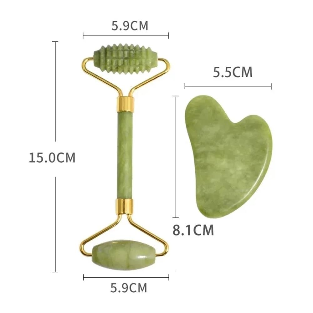 Rullo di Giada Gua Sha Set for Massaggi Guasha Board Pettine Gouache Raschietto Body Spa Strumenti Sollevamento for l'invecchiamento(Type 23)