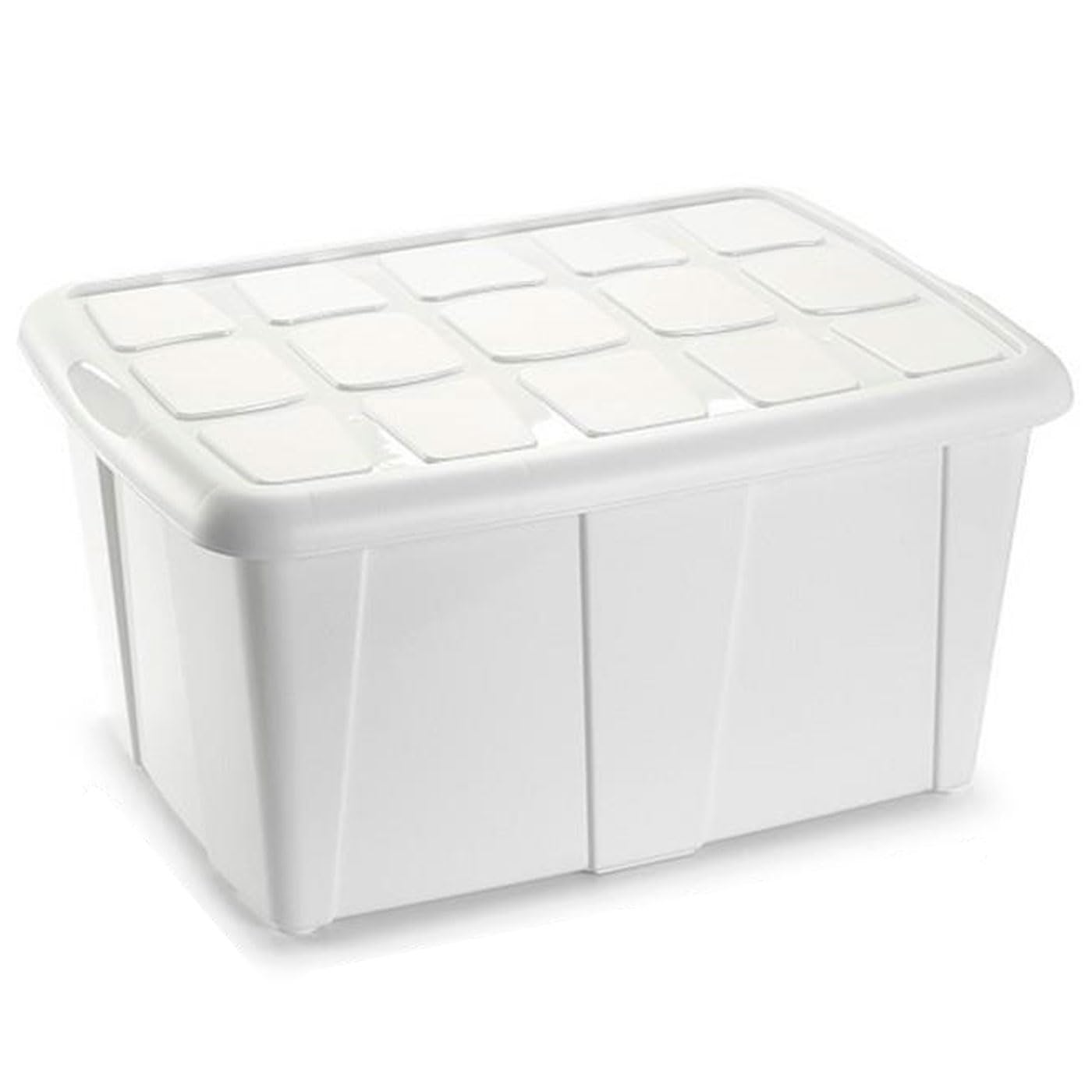 Acan Tradineur - Pack de 6 Cajas de almacenamiento, plástico, contenedor multiusos, ordenación, ropa, fabricada en España (Blanco - 60 litros - 32 x 63 x 46 cm)