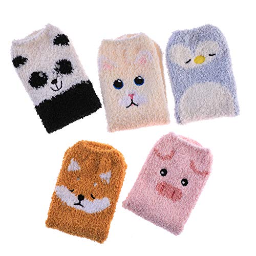 Dyw Womens Soft Cute Funny Animal Designe Microfiber Slipper Socks Cozy Fuzzy Winter Warm Socks (5 Pairs Cute Animal) #TOP2
