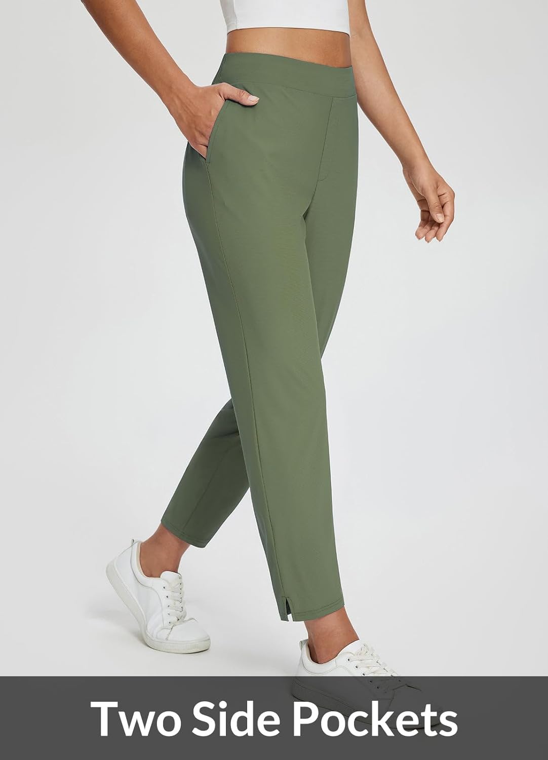 baleaf Womens Travel Pants Lightweight Stretch with Zipper Pockets Petite Ankle Dressy Golf Work Business Casual Slacks - Image 7