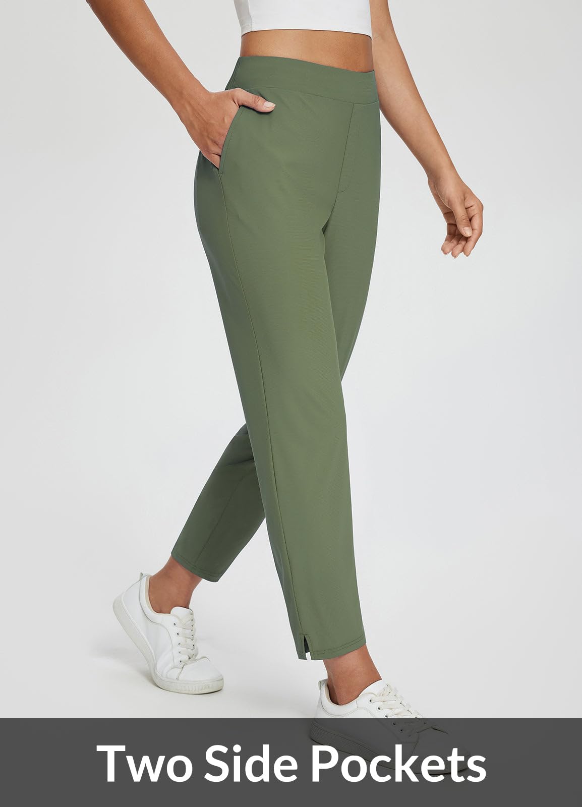 baleaf Pantalon de golf stretch pour femme avec poches zippées - Petite cheville - Robe de voyage - Travail - Affaires - Décontracté