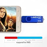 LEIZHAN 64 GB OTG (w podróży) pamięć flash USB 2.0 podwójny port (USB i Micro USB) pamięć obrotowy dysk flash dla smartfonów z systemem Android tablet i PC niebieski
