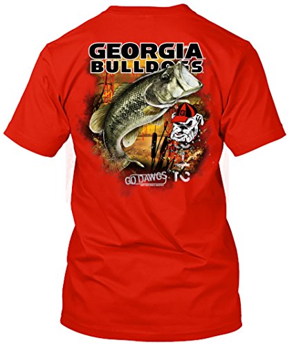 NCAA - Bass Fishing T Shirt - Multiple Universities Available - up to 2X and 3X - Officially Licensed Apparel (Georgia Bulldogs, X-Large)