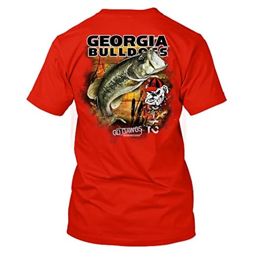 NCAA - Bass Fishing T Shirt - Multiple Universities Available - up to 2X and 3X - Officially Licensed Apparel (Georgia Bulldogs, Large)