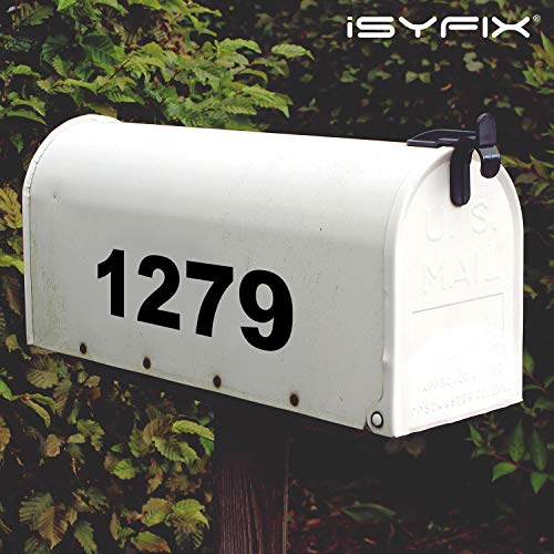 Isyfix Black Vinyl Numbers Stickers - 4 Inch Self Adhesive (2 Sets) - Premium Decal Die Cut And Pre-Spaced For Mailbox, Signs, Window, Door, Cars, Trucks, Home, Business, Address Number, Indoor Or Outdoor #TOP6