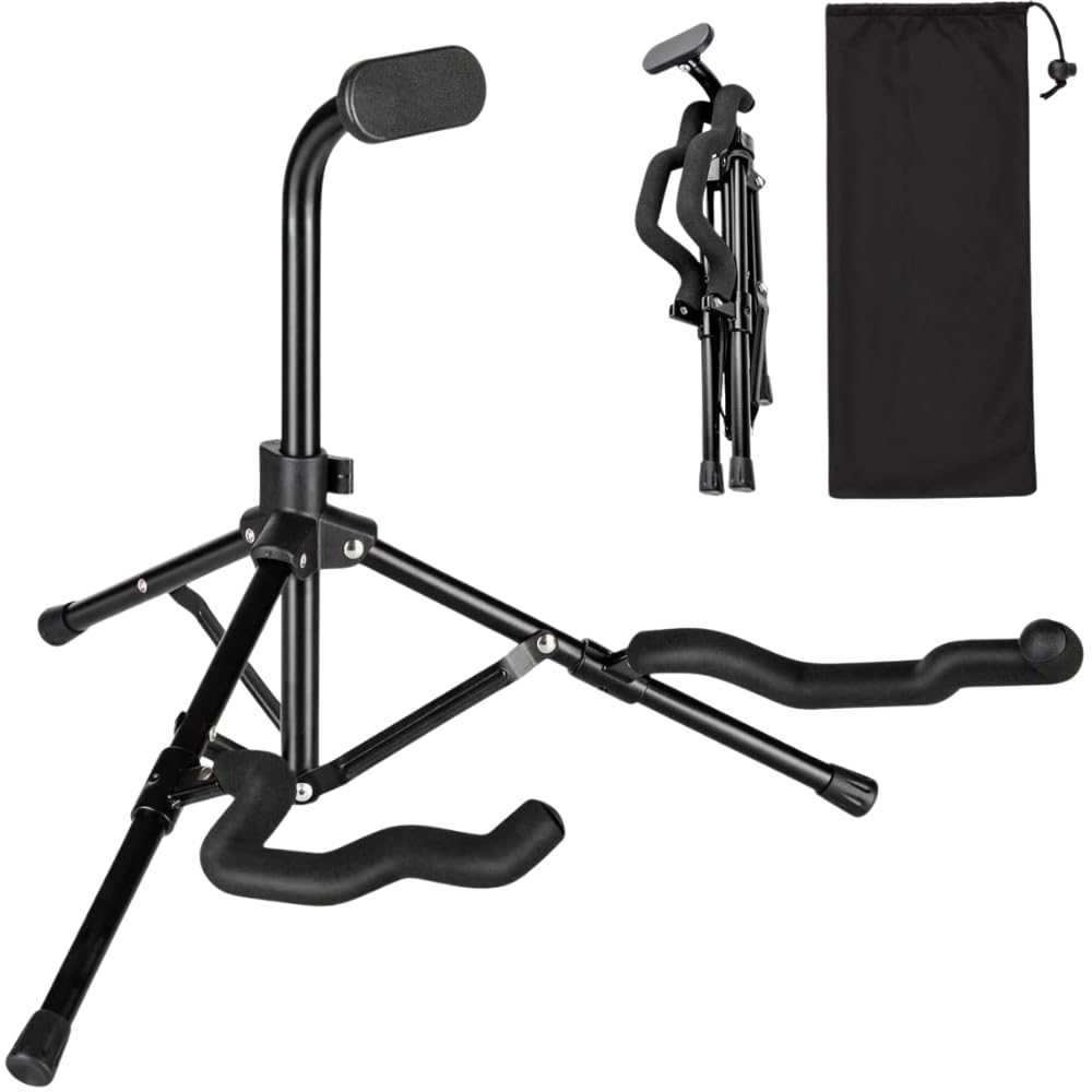 Kadence Guitar Stand Folding, Tripod, Metal Universal for Acoustic guitar, Electric Guitars, Ukulele, Violin, Banjo and Mando