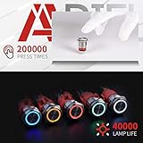 APIELE 19mm Latching Push Button Switch 12V DC Angel Eye Halo Ring LED Metal 0.74" 1NO1NC SPDT with Wire Socket Plug (Blue) - Image 5