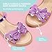 PANDANINJIA Girls Sandals Toddler/Little Kid/Big Kid Open Toe Cute Bow Flats Dress Sandals Summer Shoes (Purple Glitter, 4 M US Big Kid)