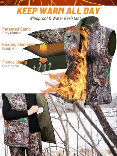 NEW VIEW Women Camo Heated Vest with 10000mAh Battery Pack, USB Charged Warm Heating Vest for Winter Outdoor Hunting, Fishing4