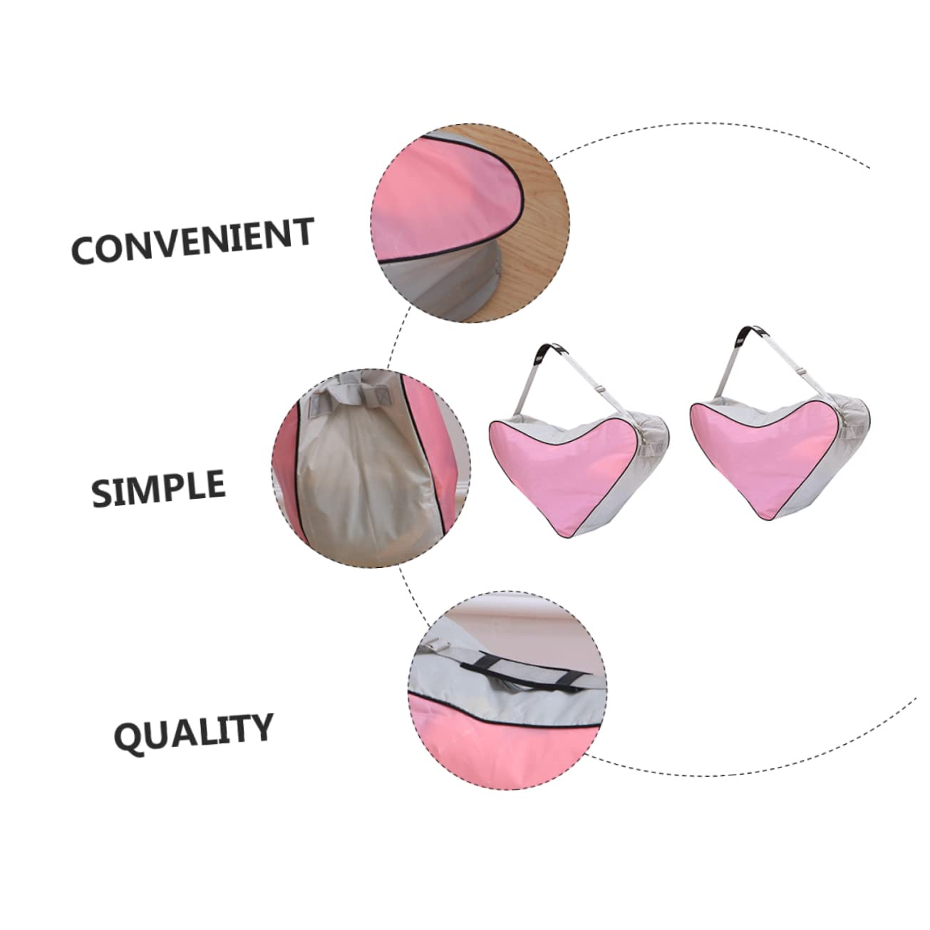 UKCOCO Borsa per Pattini a Rotelle Triangolare 2 Pezzi Rosa | Tessuto Oxford, per Inline Skates Shoes e Ice Skates, Design Portatile Facile da Pulire
