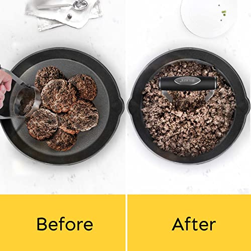 Hulisen Cutlery Serrated Food Chopper, 3 Inch Stainless Steel Manual Hand Chopper With Grip Handle & Serrated Tooth Edge, Handheld Chopper, Chop Cabbage, Egg, Nut, Ground Meat, Vegetable For Salad #TOP4