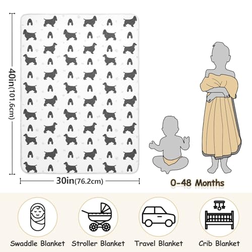 Image of English Cocker Spaniel Baby Swaddle Blanket for Boys and Girls, Muslin Baby Receiving Swaddle Blanket, Soft Cotton Nursery Swaddling Blankets for Newborn Toddler Infant