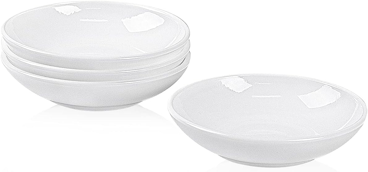 Delling 3.5 Oz Ceramic Dip/Dipping Bowls Set - White Dipping Soy Sauce Bowl/Dishes Small Bowls-Side Dish for Sushi Tomato Sauce, Soy, BBQ-Chip and Serving Bowl Set - Set of 4 (White)