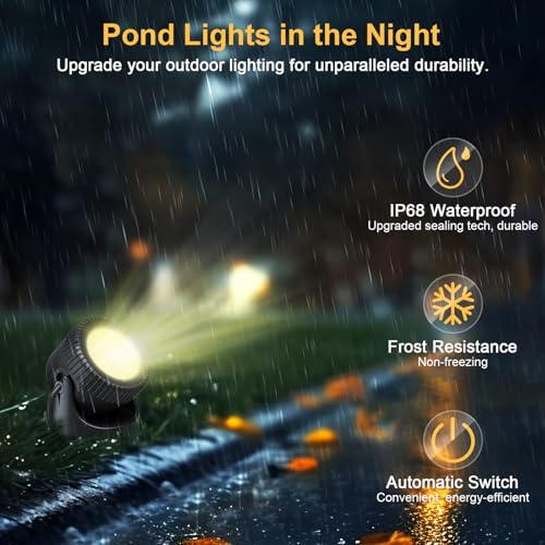 PChero Teichbeleuchtung LED Unterwasser, Unterwasserbeleuchtung Strahler Poolbeleuchtung Unterwasser Licht IP68 Wasserdicht Teichlicht für Pool Teich Garten Baum Innen Außen Deko