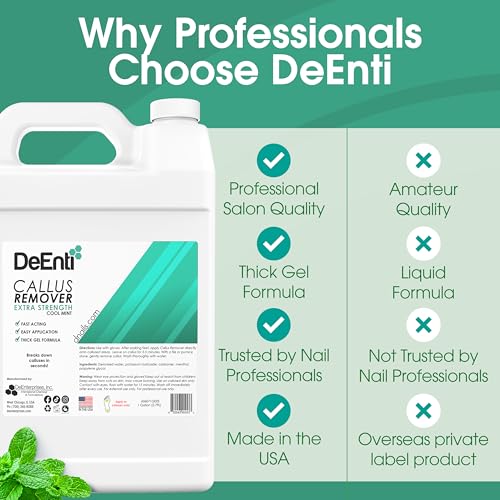 Image of DeEnti Callus Remover for Feet, Extra Strength Foot Callus Remover Gel, 128oz Gallon Salon Grade Bulk Pedicure Supplies for Dry Skin, Cracked Heel, Professional Strength Foot Care, Cool Mint