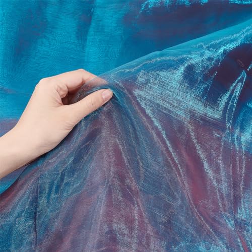 PH PandaHall 3m Iridescent Organza Fabric 1.5m Wide Gradient Holographic Fabric Gauze Lace Fabric Wedding Shiny Fabric for Summer Dress Stage Show Costume Clothing Photography Background - Image 3