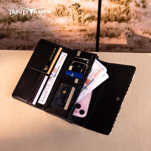 Wristlet Wallets for Women Western Wristlet Purse with Detachable Floral Tooled Concho Collection4