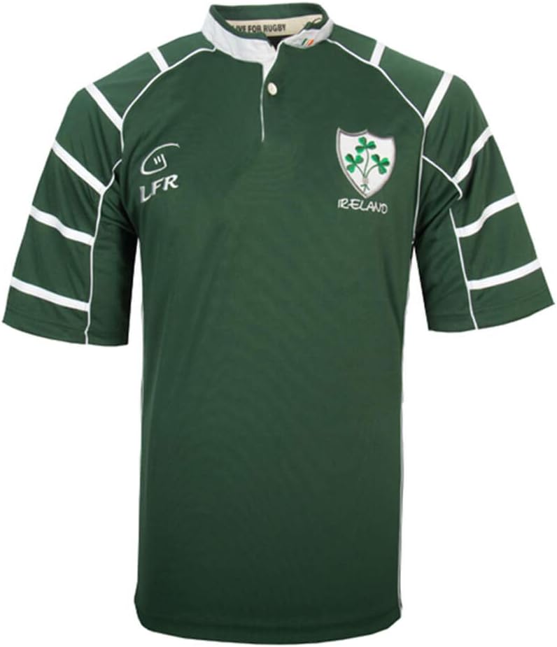 Men's Irish Rugby Shirt, with Shamrock Crest, Medium, Dark Green