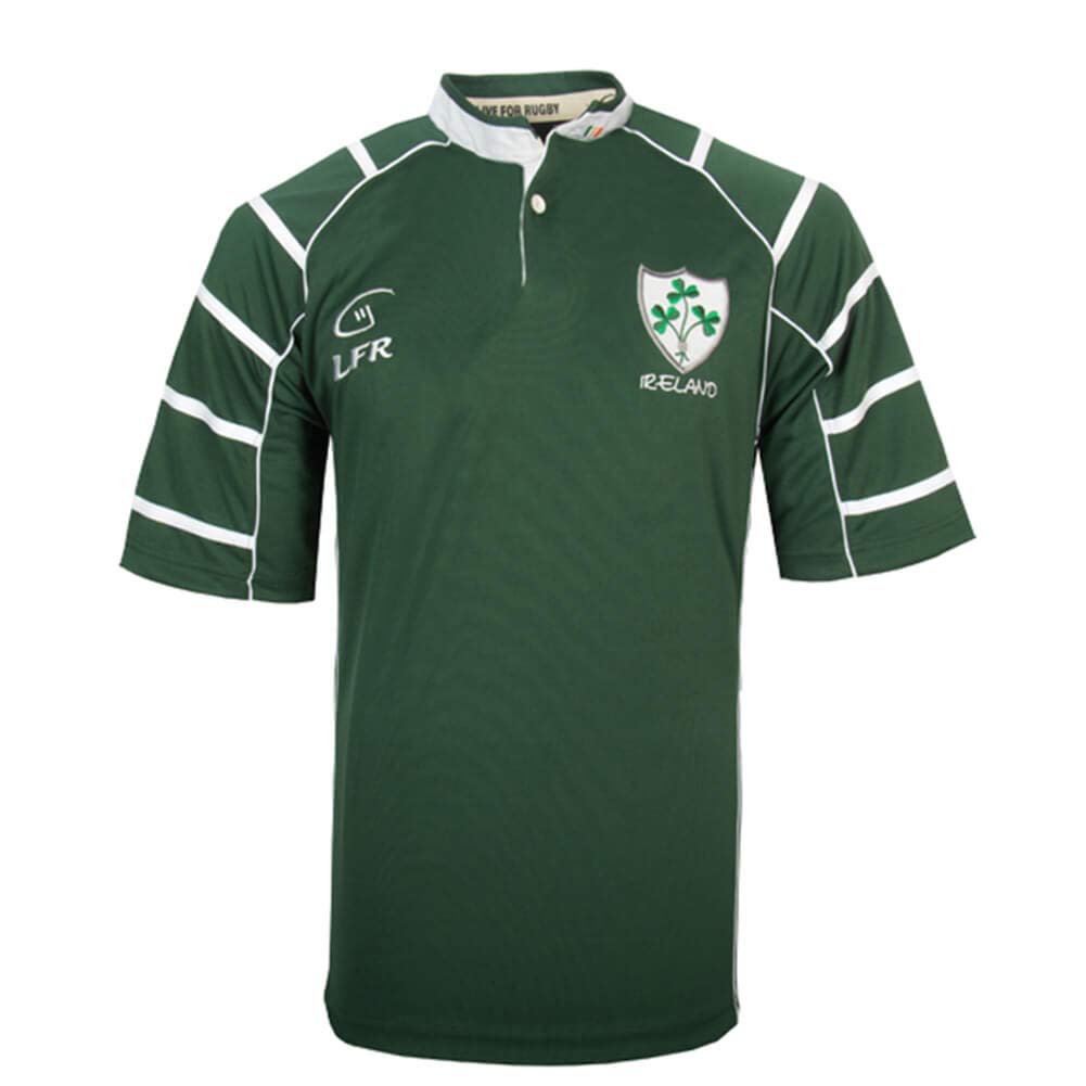 Men's Irish Rugby Shirt, with Shamrock Crest, Medium, Dark Green