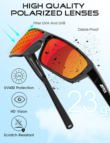 Image of ATTCL Polarized Sunglasses Men for Fishing: UV Protection Lightweight TR90 Sports Wrap Sun Glasses Driving Golf Running