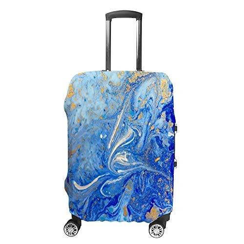 Housse de transport pour bagages motif liquide bleu et doré taille universelle