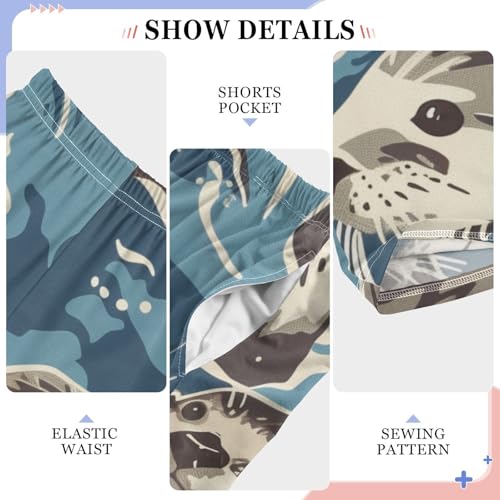 ZZXXB Cartoon Otters Boys Long Pants Soft Trousers Elastic Waist Kids Lounge Bottoms with Pockets S-XL4