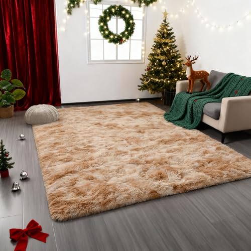 Tapis à poils longs super doux antidérapant beige - 2
